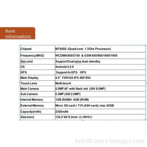Digital TV Mobile Phone with 4.5-inch IPS Screen, MTK6582 Quad-core + Android 4.2.9 + Dual Network